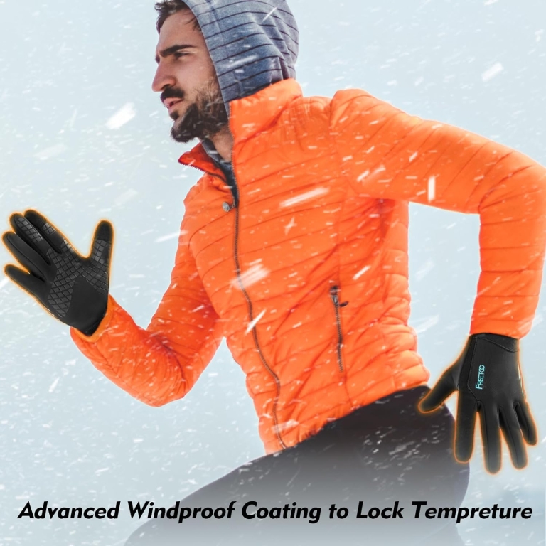 FREETOO Waterproof Winter Gloves with Fleece Lining for Cold Weather for Men, Windproof Touchscreen Warm Gloves for Snow Running Cycling Driving - Image 4